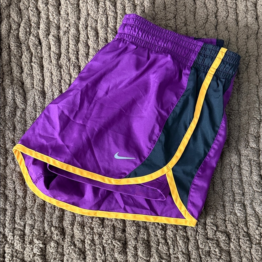 Nike Purple and Yellow Athletic Shorts